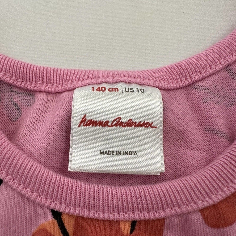 Hanna Andersson Girls Fit and Flare Dress Size 140 10 Pink Orange Floral Cotton - Picture 4 of 8